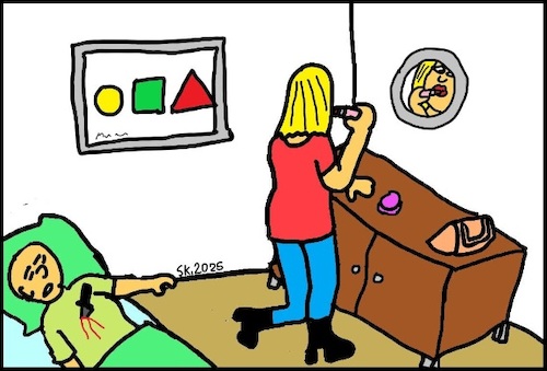 Cartoon: Psycho-Mädchen 3 (medium) by Kritzelhonk tagged mädchen,frau,mann,opfer,lippenstift,schminken,splatter,messer,mord,blut,horror,gewalt,seelenruhe,spiegel