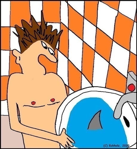 Cartoon: Ohne Worte (medium) by SK1978 tagged hai,waschbecken,horror,grusel,schauder,nonsens,mann