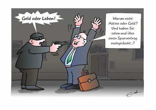 Cartoon: Geld oder Leben (medium) by Bernd Eisert tagged überfall,räuber,opfer,drohung,service,beratung,geld,gold,versicherung,überfall,räuber,opfer,drohung,service,beratung,geld,gold,versicherung