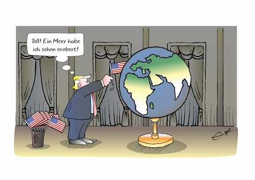 Cartoon: Golf von Mexiko (medium) by Bernd Eisert tagged trump,golf,mexiko,amerika,umbenennung,eroberung,meer,trump,golf,mexiko,amerika,umbenennung,eroberung,meer