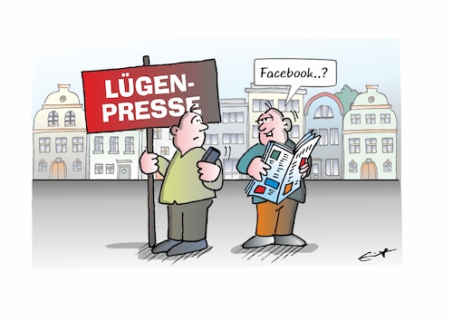 Cartoon: Lügenpresse (medium) by Bernd Eisert tagged demonstrant,lügenpresse,protest,handy,facebook,zeitung,demonstrant,lügenpresse,protest,handy,facebook,zeitung