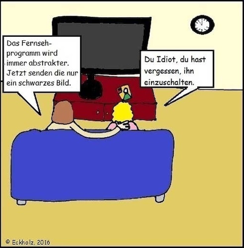 Cartoon: Abstraktes Fernsehprogramm... (medium) by Kritzelspacko78 tagged abstrakt,tv,fernsehen,mann,frau,ehe,gesellschaft,rundfunk,freizeit,schwarz,bildschirm,aus