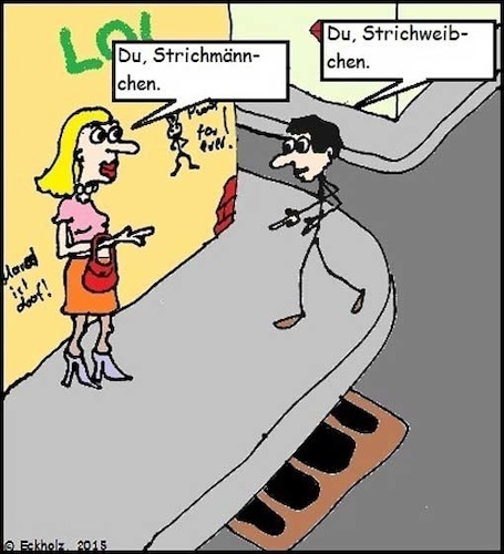 Cartoon: Strichmännchen... (medium) by Kritzelspacko78 tagged strichmännchen,strichweibchen,frau,mann,prostituierte,freudendame,gesellschaft,sprache