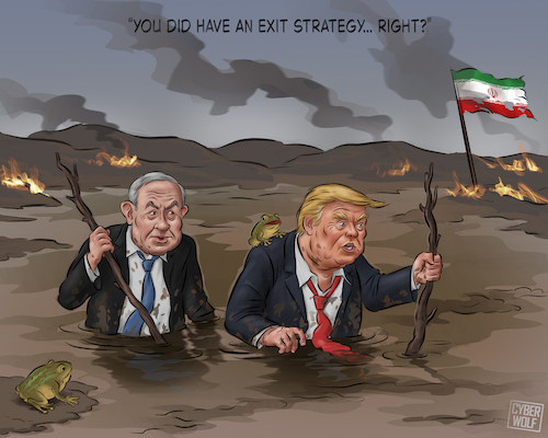 Cartoon: The Swamp (medium) by Cyberwolf tagged trump,netanyahu,iran,middle,east,conflict,war