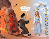 Cartoon: Even Here (small) by Cyberwolf tagged ali,khamenei,iran,hijab,law,morality,police,women,rights,authoritarianism,heaven,hell,angel,devil