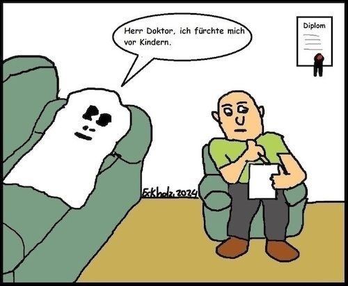 Cartoon: Angst... (medium) by Zeichner1978 tagged psychologe,psychotherapeut,angst,geist,sofa