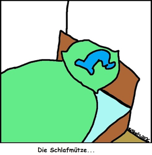 Cartoon: Die Schlafmütze... (medium) by Pummel tagged mütze,kissen,bett,schlafen,schlafmütze