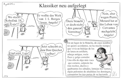 Cartoon: Borges (medium) by ChrisHolt tagged cervantes,dackelsicht
