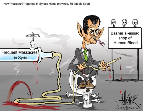 Cartoon: Basar al- assad syria cartoon (medium) by sagar kumar tagged syria,editorial,cartoon