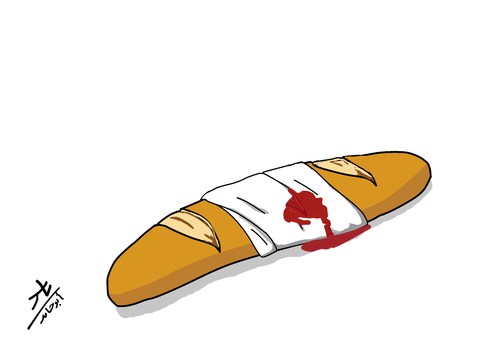 Cartoon: bloody bread (medium) by yaserabohamed tagged bloody,bread