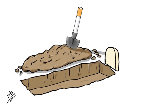 Cartoon: grave digge (medium) by yaserabohamed tagged cigarettes,grave