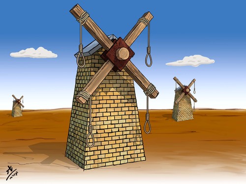 Cartoon: peoplemills (medium) by yaserabohamed tagged gallows