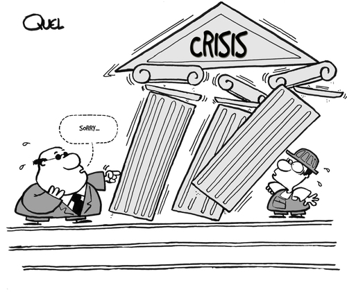 Cartoon: WHO PAYS FOR THE CRISIS? (medium) by QUEL tagged who,pays,for,the,crisis