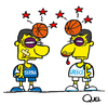 Cartoon: FIGHT GREECE VS SERBIA BASQUET (small) by QUEL tagged fight greece vs serbia basquet friendly game