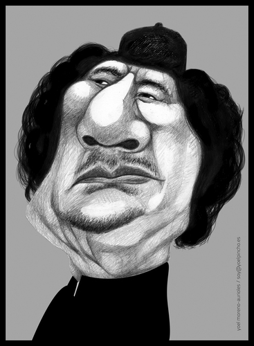 Cartoon: Al Gaddafi (medium) by pincho tagged muamar,gaddafi,libia,presidente,dictadura,rebeldes,caricatura,gobierno,arabes,africa