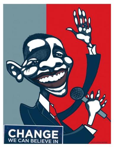 Cartoon: Obama for president (medium) by pincho tagged caricaturas,caricature,obama,presidente