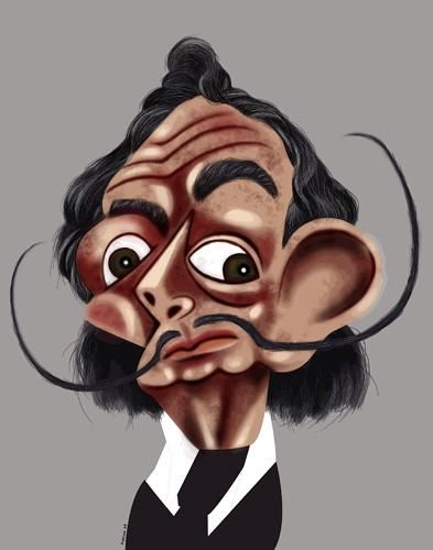 Cartoon: Salvador Dali (medium) by pincho tagged salvador,dali,pintor,surrealista,excentrico,gala,artista,genio