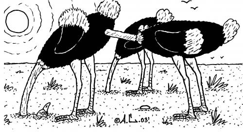 Cartoon: Ostrich-like manner (medium) by Aleksandr Salamatin tagged ostrich