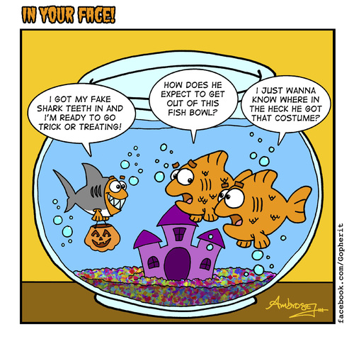 Cartoon: Fish Bowl (medium) by Gopher-It Comics tagged gopherit,ambrose,goldfish,halloween