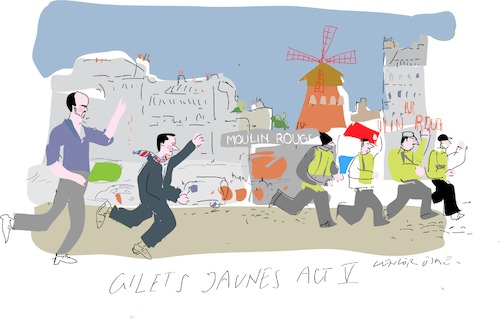 Cartoon: Act 5 (medium) by gungor tagged wwfrance,wwfrance,frankreich,macron,jaunes,proteste,premierminister