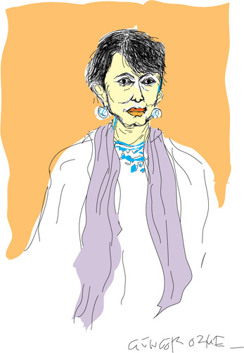 Cartoon: Aung San Su Kyi (medium) by gungor tagged myanmar