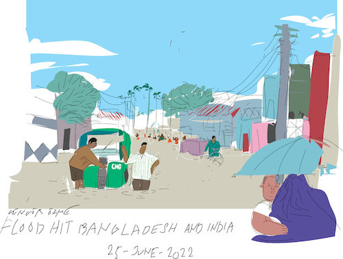 Cartoon: Bangladesh flood 2022 (medium) by gungor tagged bangladesh,floods,june,2022,bangladesh,floods,june,2022
