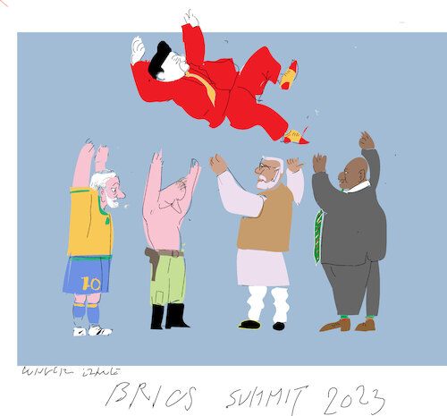 Cartoon: Brics summit 2023 (medium) by gungor tagged brics,is,another,bloc,brics,is,another,bloc