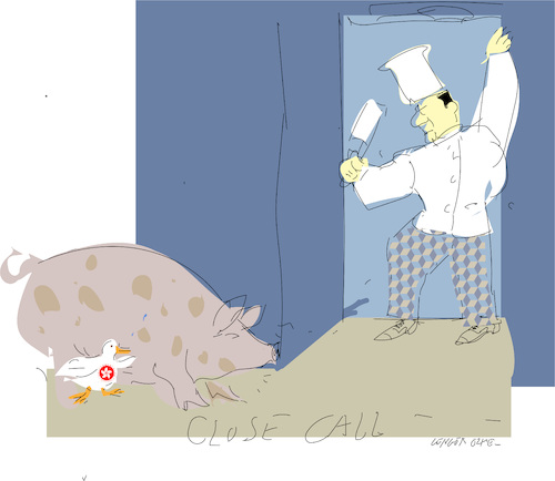 Cartoon: Close call (medium) by gungor tagged hong,kong,hong,kong