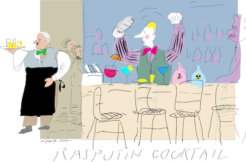 Cartoon: Cocktail a la Rasputin (medium) by gungor tagged poisoning,navalny,poisoning,navalny