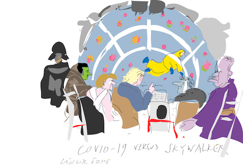 Cartoon: Covid-19 versus Skywalker (medium) by gungor tagged epidemic,epidemic