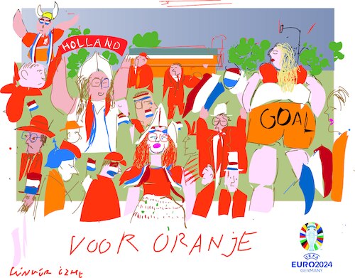 Cartoon: Dutch fans go viral (medium) by gungor tagged dutch,fans,in,euro,cup,2024,dutch,fans,in,euro,cup,2024