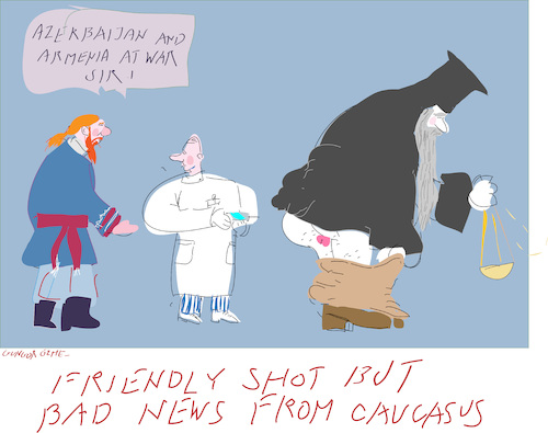 Cartoon: Friendly Shot (medium) by gungor tagged fighting,for,nagorna,karabagh,fighting,for,nagorna,karabagh