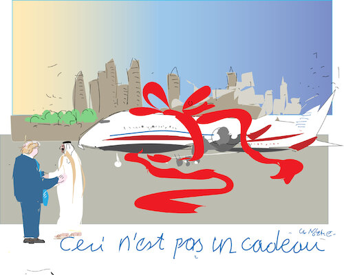 Cartoon: Gift  Cadeau  Geschenk (medium) by gungor tagged gift,from,qatar,trump,gift,from,qatar,trump