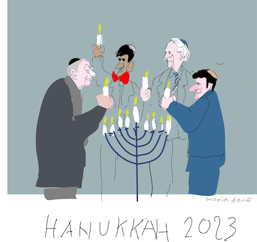 Cartoon: Hanukkah ceremony 2023 (medium) by gungor tagged hanukkah,2023,hanukkah,2023