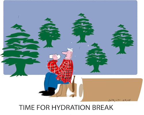 Cartoon: Hydration break (medium) by gungor tagged cedar,tree,and,lumberjack,cedar,tree,and,lumberjack