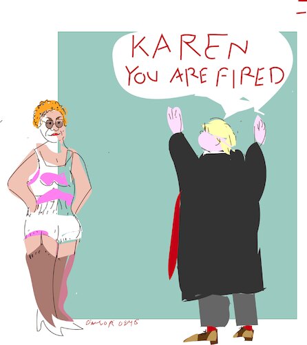 Cartoon: Karen Bass is fired (medium) by gungor tagged karen,bass,is,on,the,grill,karen,bass,is,on,the,grill