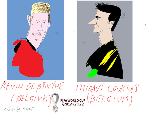 Cartoon: K.de Bruyne and T.Courtois (medium) by gungor tagged two,belgian,players,at,work,cup,2022,two,belgian,players,at,work,cup,2022