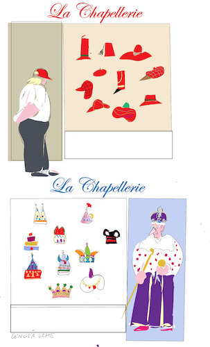 Cartoon: La Chapellerie (medium) by gungor tagged two,hats,shop,two,hats,shop