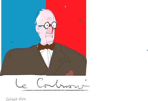 Cartoon: Le Corbusier (medium) by gungor tagged le,corbusier,le,corbusier