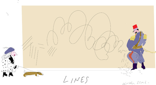 Cartoon: Lines A (medium) by gungor tagged drawing,drawing,linien,frau,hund,lines
