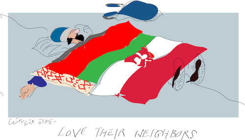 Cartoon: Love their Neighbors (medium) by gungor tagged migrants,at,the,border,migrants,at,the,border