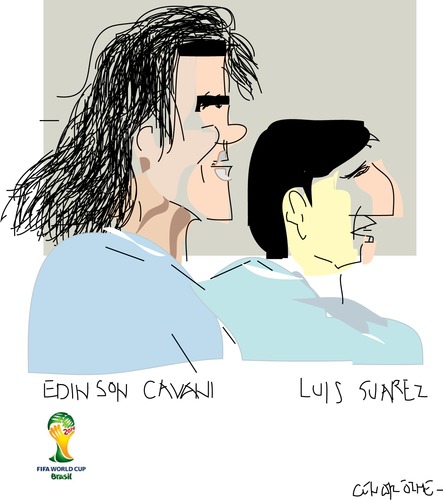 Cartoon: L.Suarez and E.Cavani (medium) by gungor tagged brazil2014