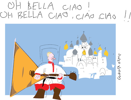 Cartoon: O Bella Ciao from Russia (medium) by gungor tagged bella,ciao,from,putin,bella,ciao,from,putin