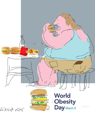 Cartoon: Obesity Day 2021 (medium) by gungor tagged obesity,day,2021,obesity,day,2021