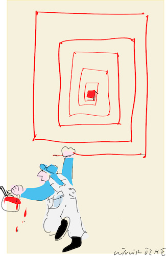 Cartoon: Painter and Red lines (medium) by gungor tagged tradesman,tradesman