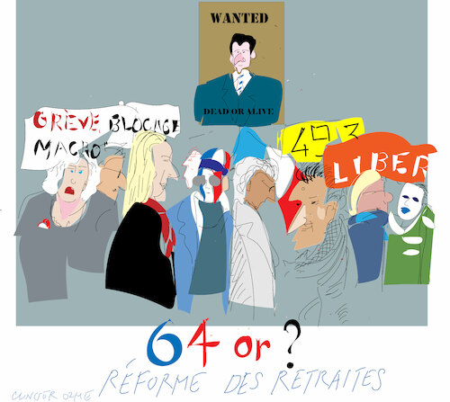 Cartoon: Reforme des retraites (medium) by gungor tagged pension,reform,demo,in,france,pension,reform,demo,in,france