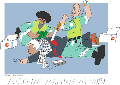 Cartoon: Rescue Mission (medium) by gungor tagged peace,deal,with,uae,and,israel,peace,deal,with,uae,and,israel