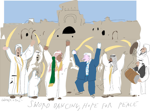 Cartoon: Sword Dancing for Peace (medium) by gungor tagged middle,east,middle,east