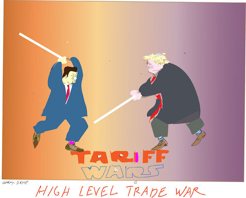 Cartoon: Tariff wars (medium) by gungor tagged us,trade,war,with,china,us,trade,war,with,china