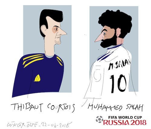 Cartoon: T.Courtois and M.Salah (medium) by gungor tagged world,cup